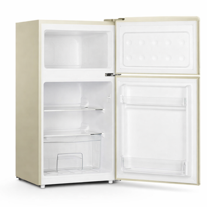 Montpellier retro fridge freezer cream open double door 84L capacity