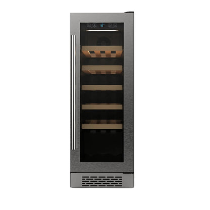 Wine cooler with glass door on a white background