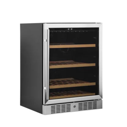 Wine cooler with glass door on a white background