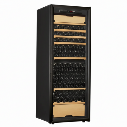 Wine cooler with wine bottles on a white background