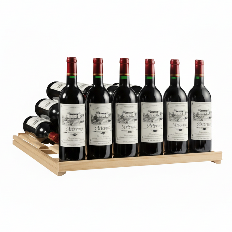 artevino by eurocave wine cabinet 230 bottle capacity black glass door wooden shelves