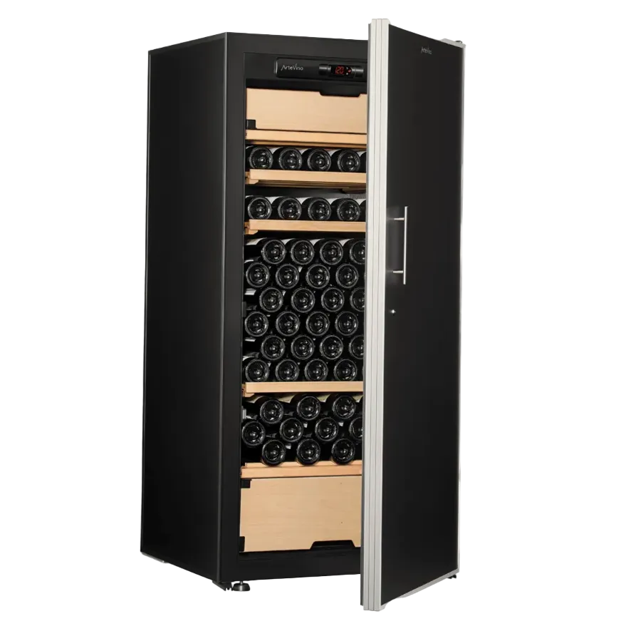 artevino oxygen 151 bottle capacity wine cooler triple zone black solid door