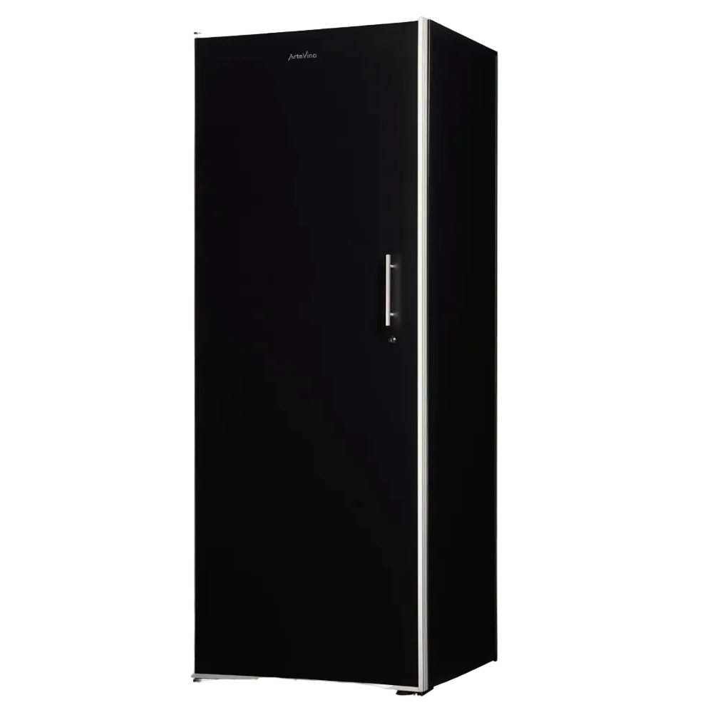 Black refrigerator on a white background