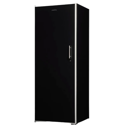 Black refrigerator on a white background