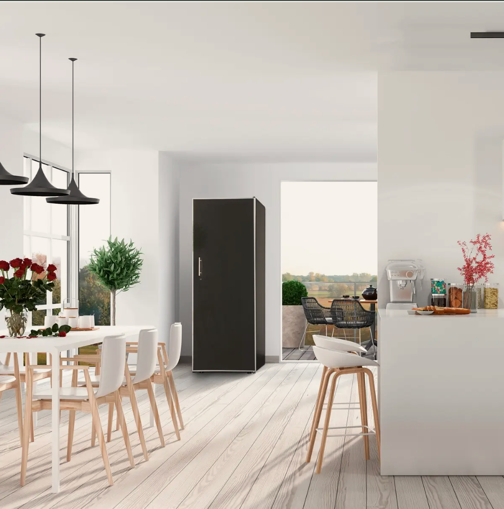 artevino oxygen 230 bottle capacity single zone solid black door in modern home