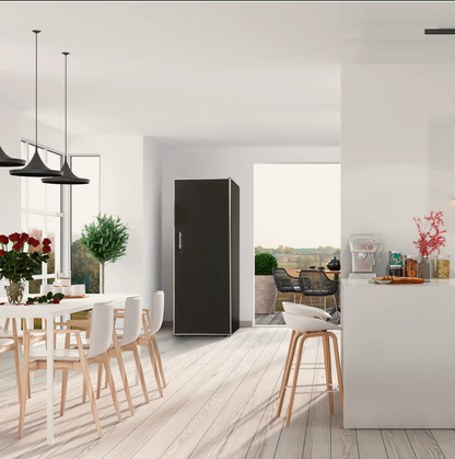 artevino oxygen 230 bottle capacity single zone solid black door in modern home