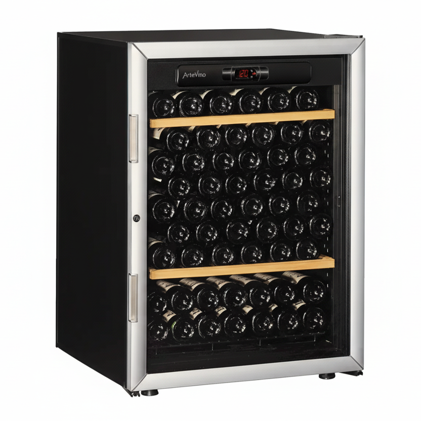 Artevino oxygen wine cooler silver glass door 98 bottle capacity