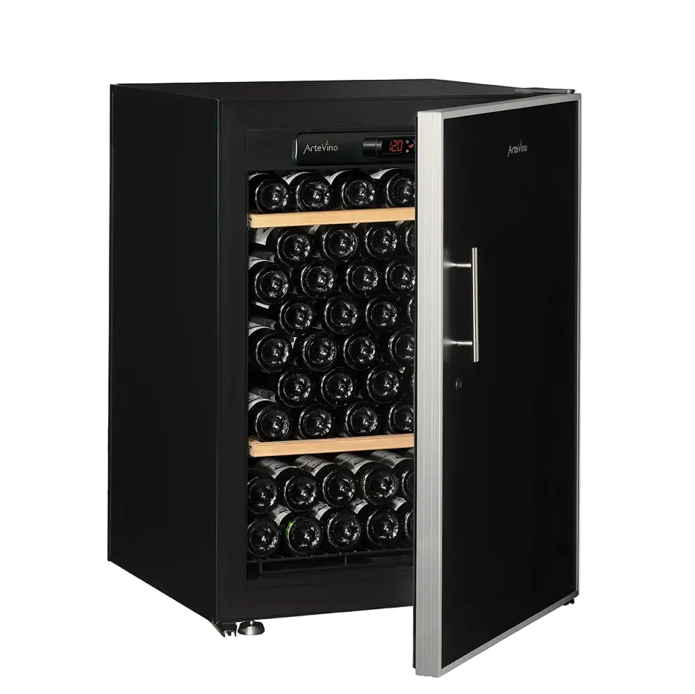 artevino oxygen multizone wine cooler black solid door 98 bottle capacity
