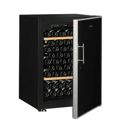 artevino oxygen multizone wine cooler black solid door 98 bottle capacity