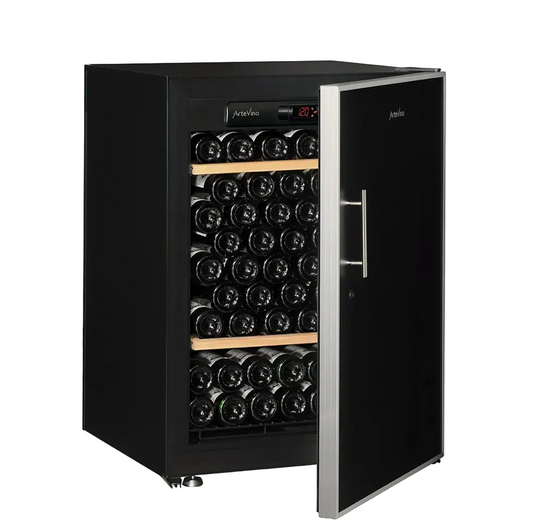 artevino oxygen multizone wine cooler black solid door 98 bottle capacity