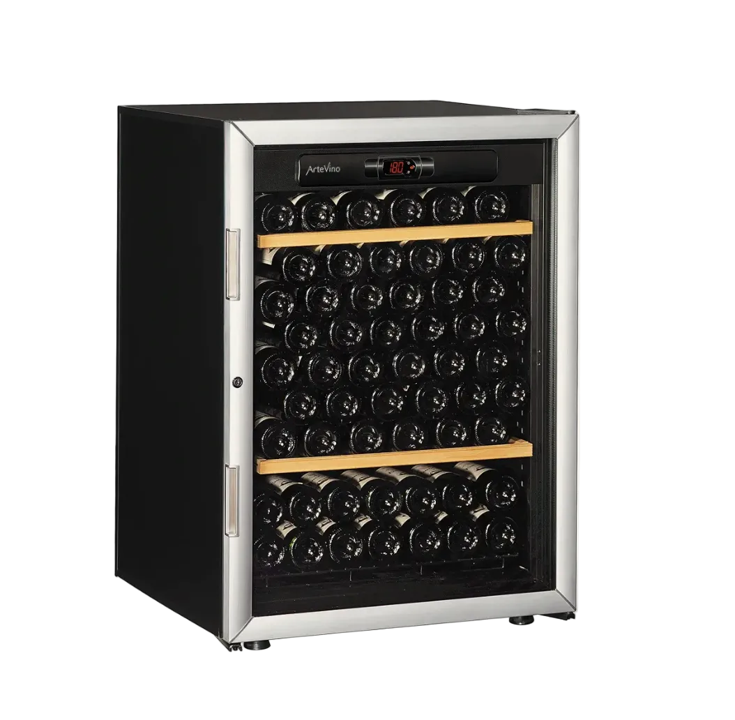 artevino oxygen silver frame glass door 98 bottle capacity multizone