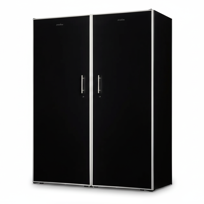 artevino oxygen wine cooler 230 bottle capacity single zone solid black door left and right hinged door