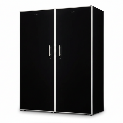 artevino oxygen wine cooler 230 bottle capacity single zone solid black door left and right hinged door